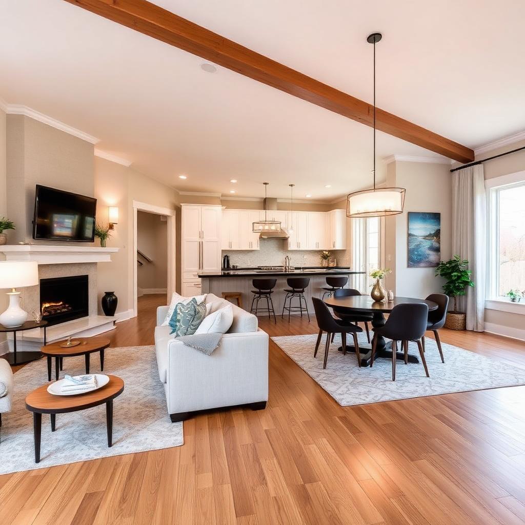 Renovated open-concept living area
